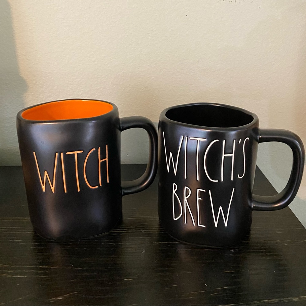 Rae Dunn Black and Cream Ceramic Mug - Witch and Witch’s Brew Artisan Collection